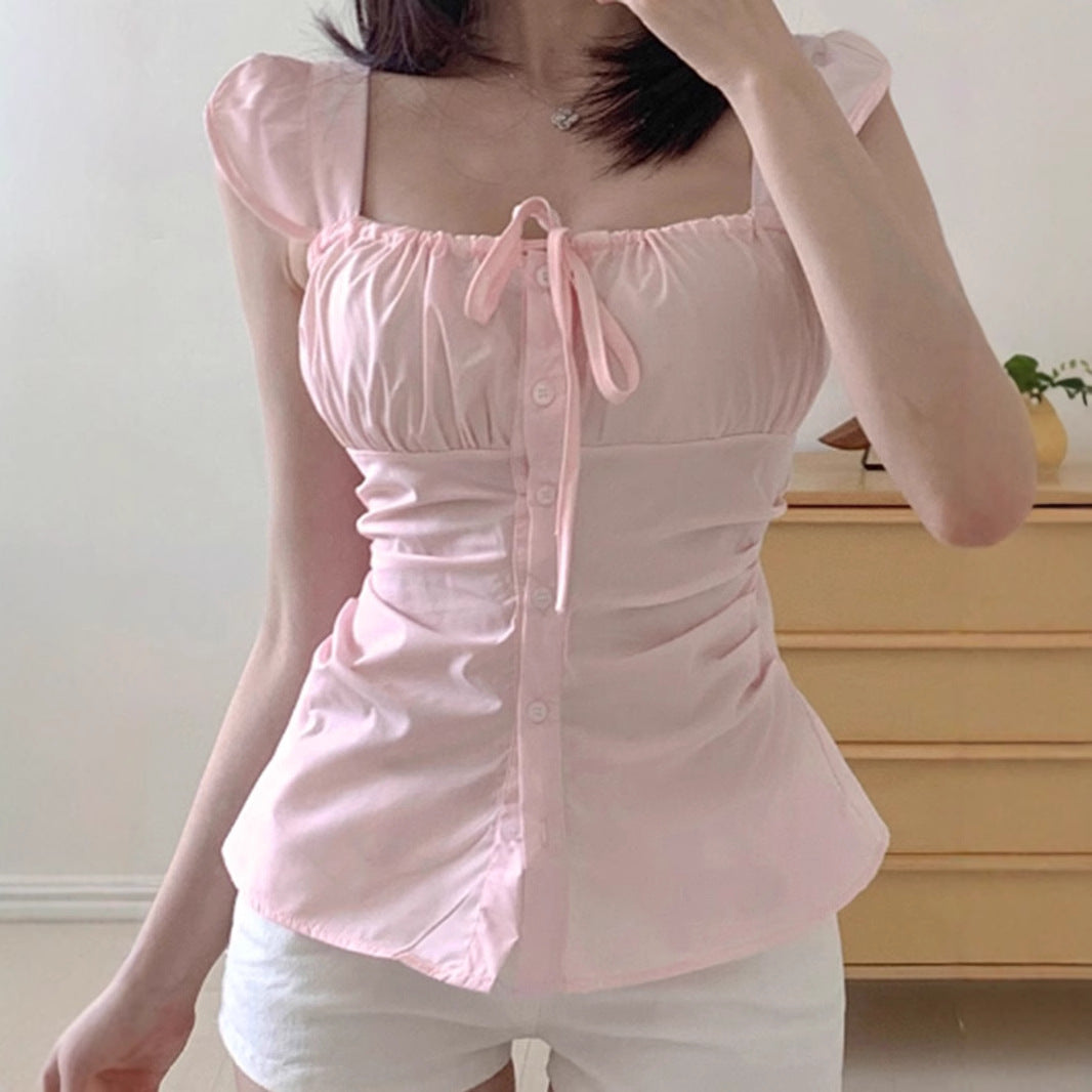 Sweetheart Age-reducing Square Collar Slimming Top