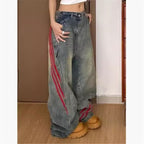 Men's And Women's Same Vintage Stripe Stitching Jeans