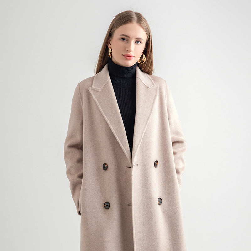 Women's Mid-length Woolen Wool Overcoat Coat