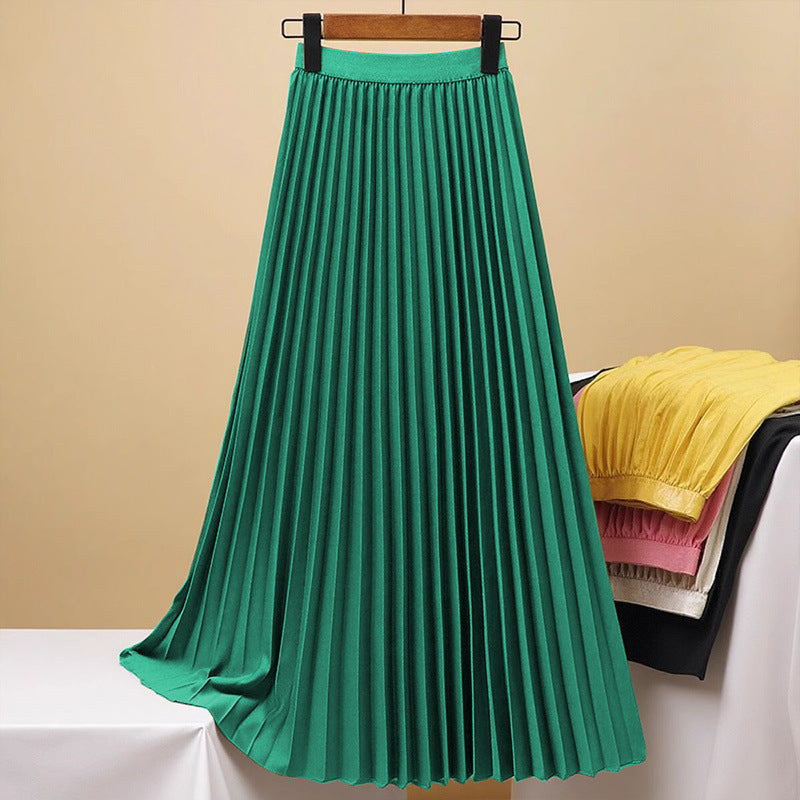 Women's Solid Color Fashion Pleated High Waist Pleated Skirt