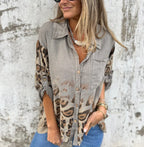 Women's Printed Autumn Leisure Long Leopard-print Shirt