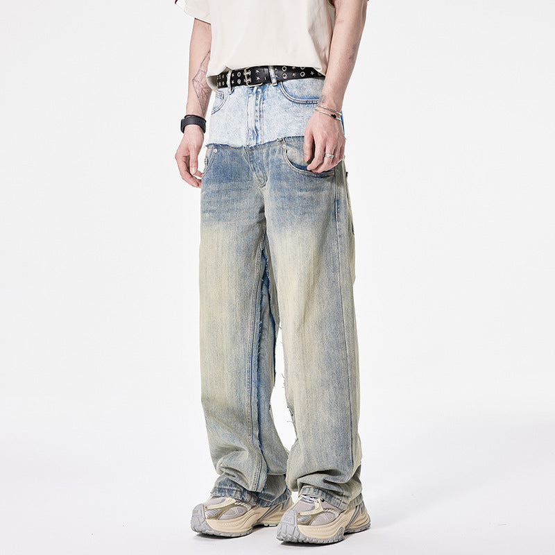 Loose Wide Leg Straight Denim Trousers For Men