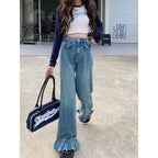 Bootleg Pants High Waist Jeans Women's Retro Loose Wide Leg